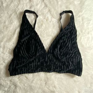 vs pink black velvet/mesh bralette